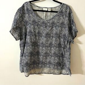 Rachel Zoe 100% Linen Short Sleeve Blouse Top Women’s Size 2X